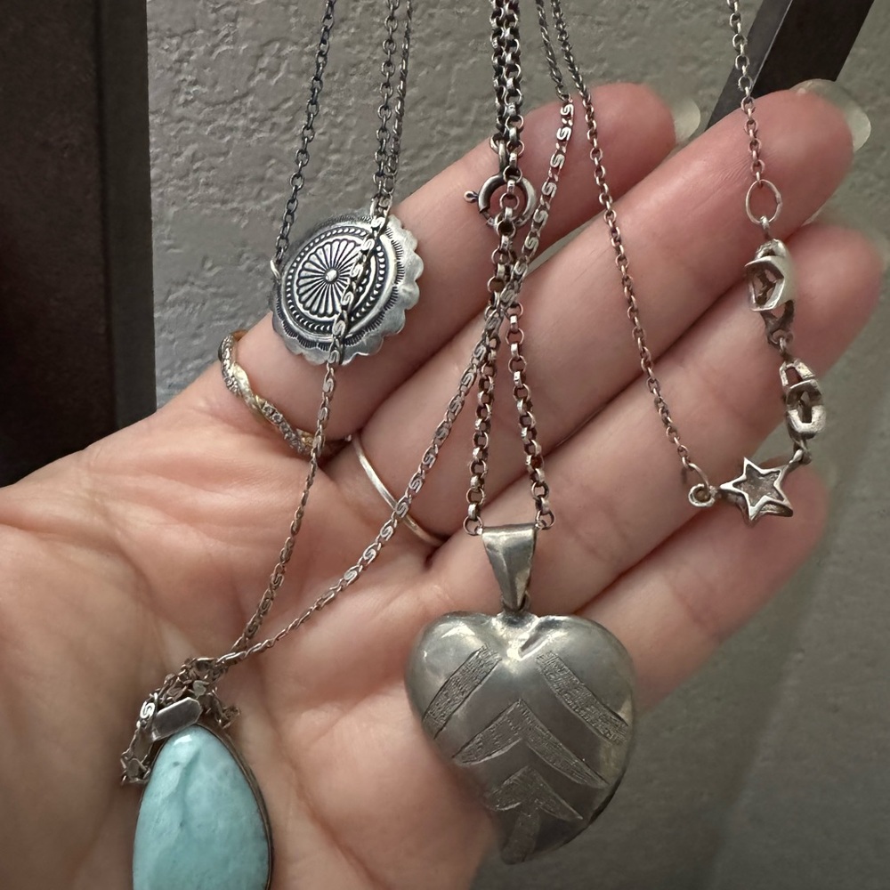 Silver and Turquoise Pendant Necklace Set